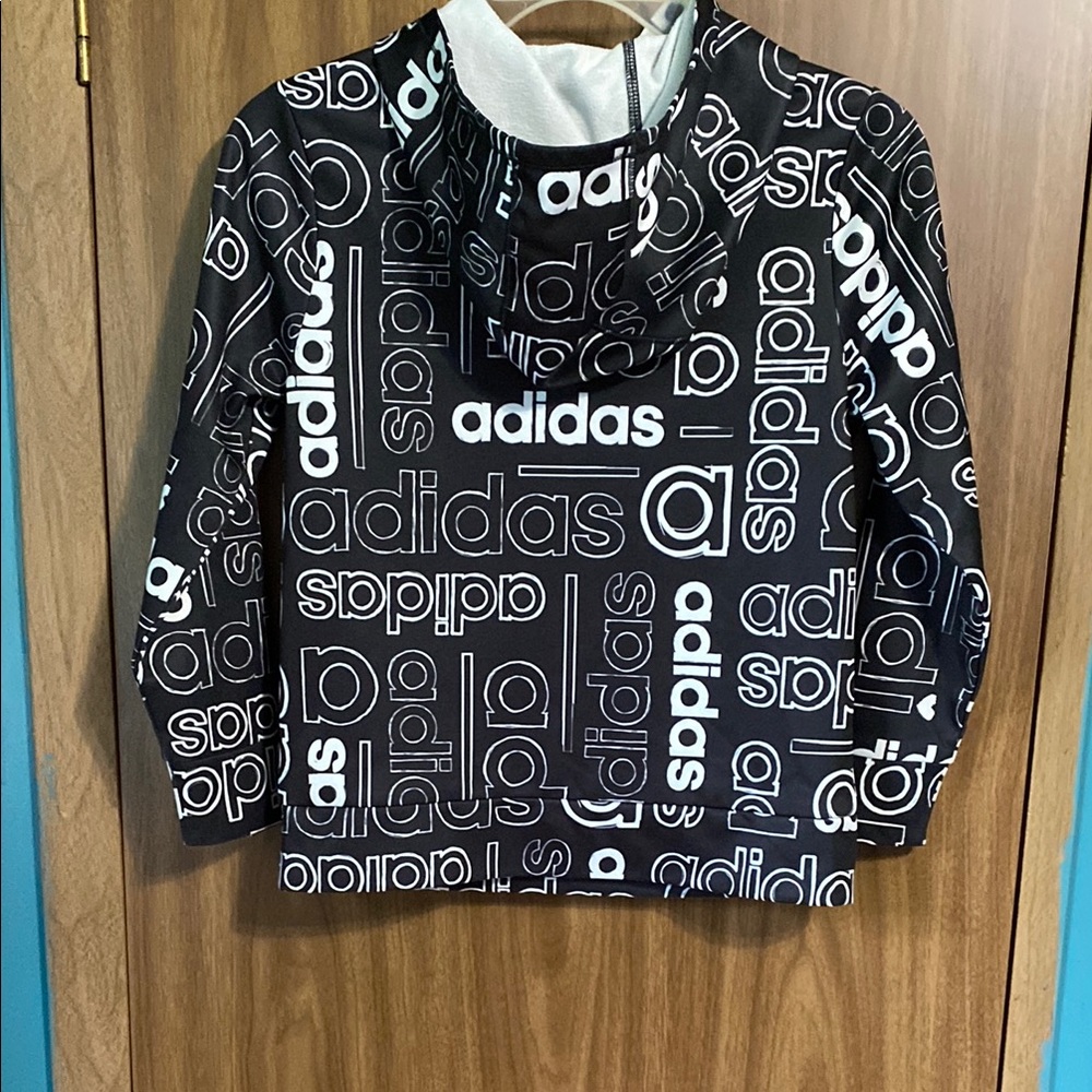 Adidas Black and White Graphic Hoodie Sweatshirt ( Girls 10/12 ) - Picture 4 of 4